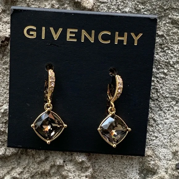 Brown & Gold Givenchy Crystal Earrings - Picture 1 of 2